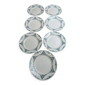 Set of 7 flat plates in ironstone Moulin des Loups FTI 22