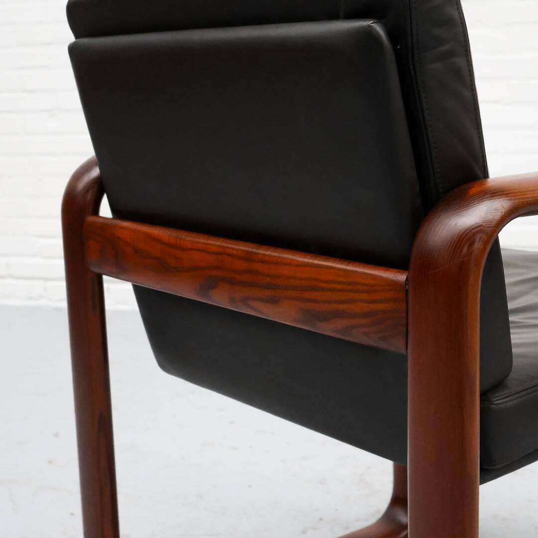 Fauteuil en frêne et cuir par Burkhard Voghterr pour Rosenthal, années 1970
