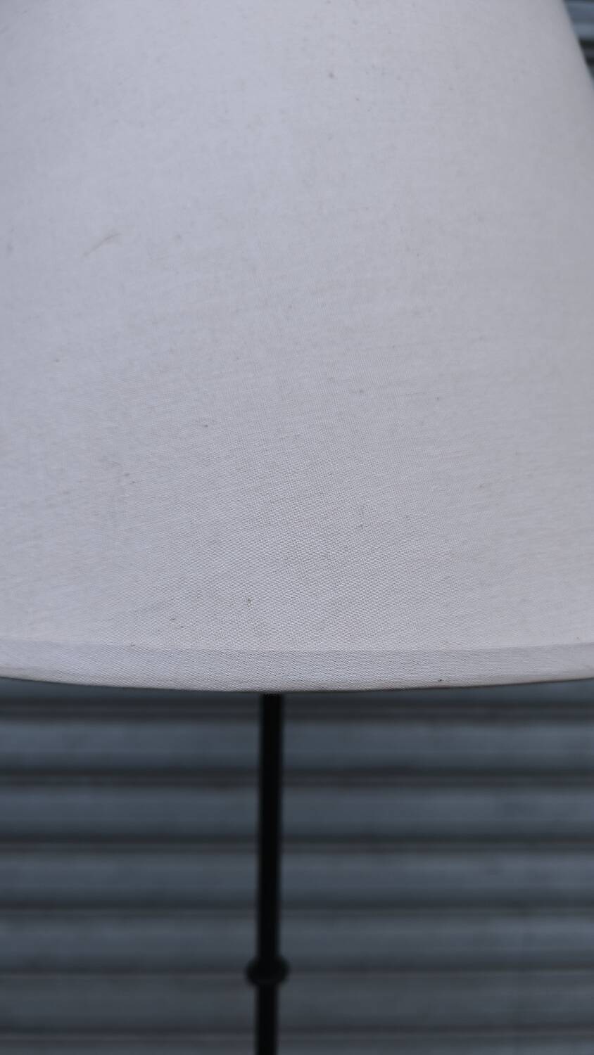 1950s wrought iron tripod floor lamp