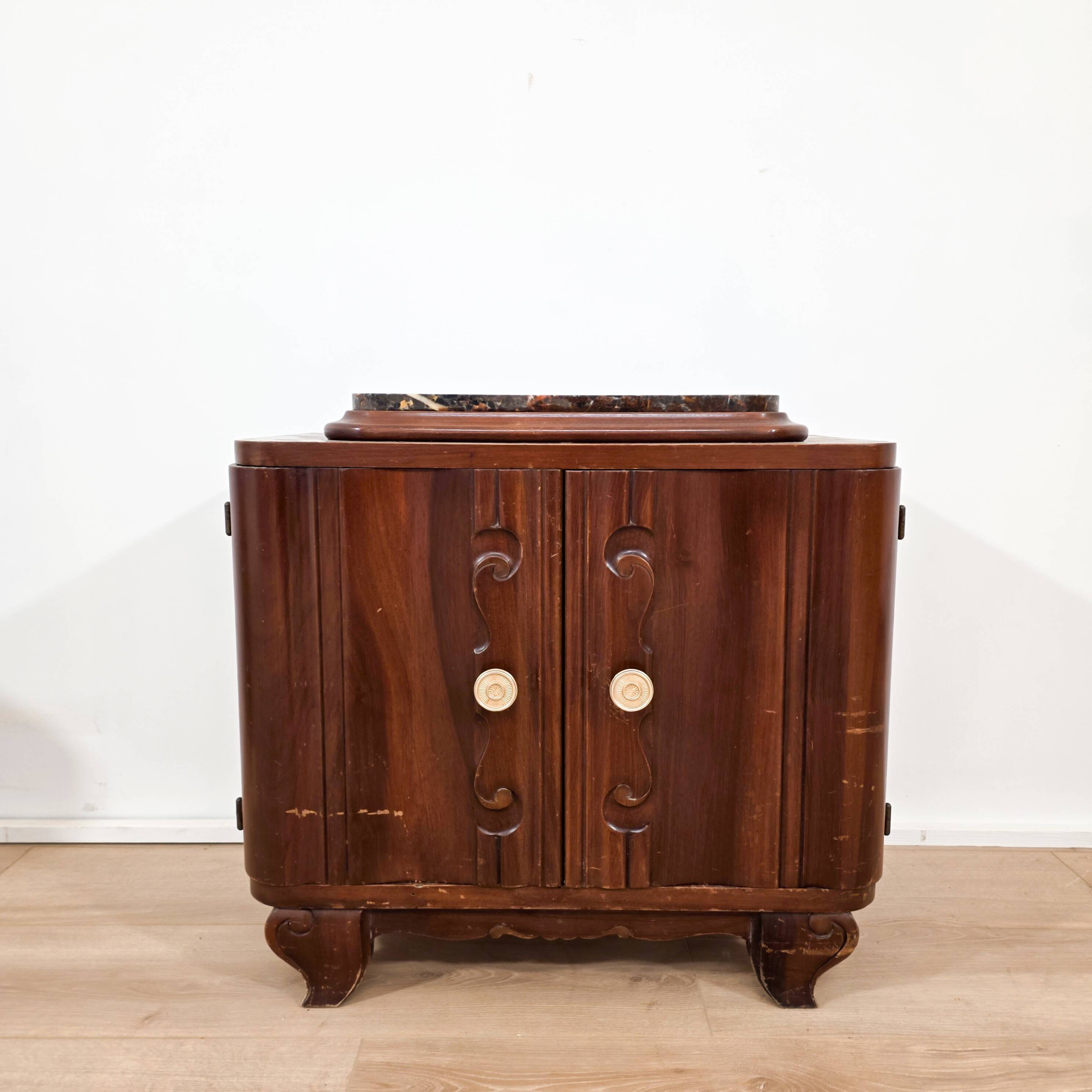 Pair of Art Deco marble bedside tables, 1940s