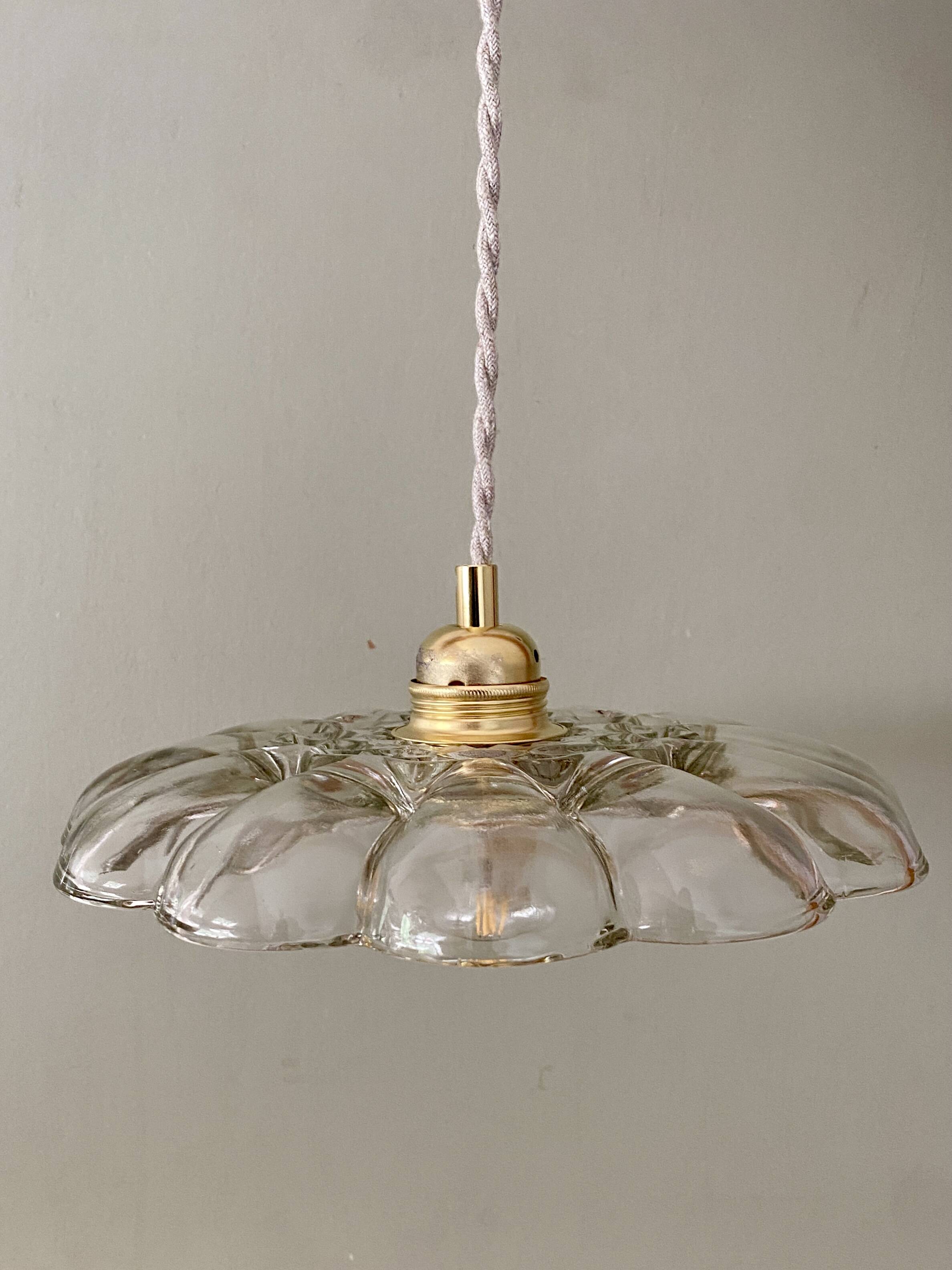 Vintage molded glass lampshade pendant light - tableware collection -