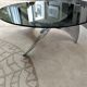 Round coffee table the Propeller (propeller) of Knut Hesterberg glass top and steel base