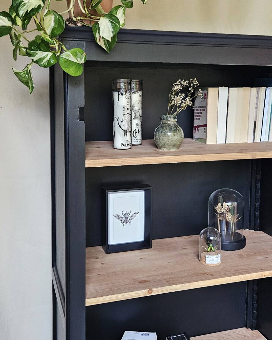 Black and wood bookcase