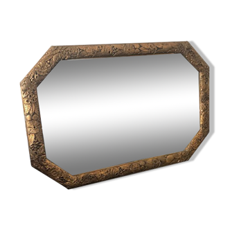 Art deco mirror gilded wood frame floral pattern 68x48cm