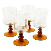 Lot de 4 verres à vin, ambré, 1970