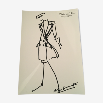 Christian Dior, press fashion illustration "autumn collection - winter 1985 - 1986"