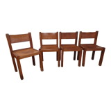 4 elm and leather chairs 1950