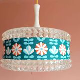 Vintage 1970s plexiglass and flower pendant light