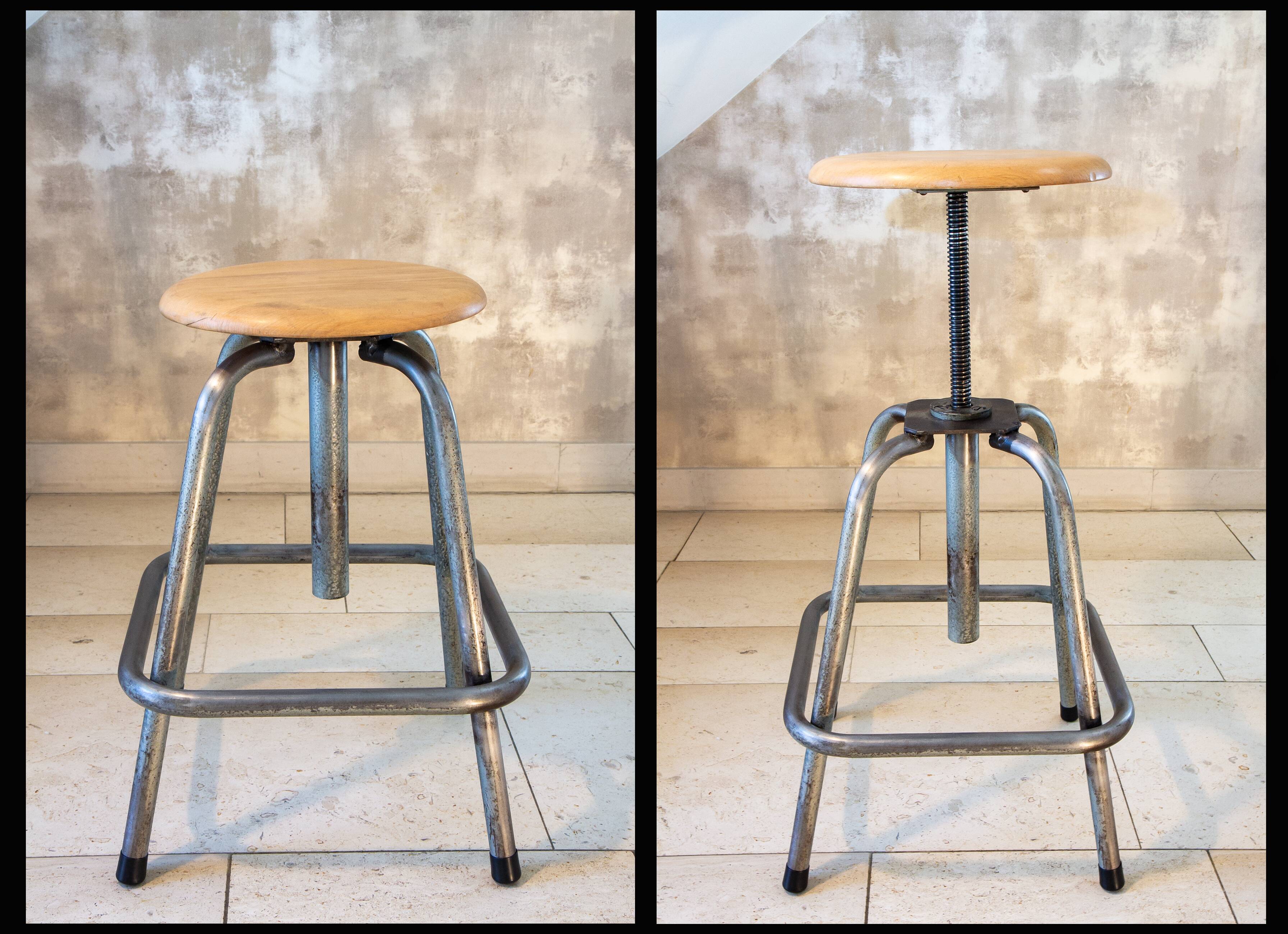 Restored factory stool L. Sautereau, 1950s-60s.