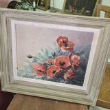 Oil on canvas – Bouquet of poppies – signed (to be deciphered) – 20th century