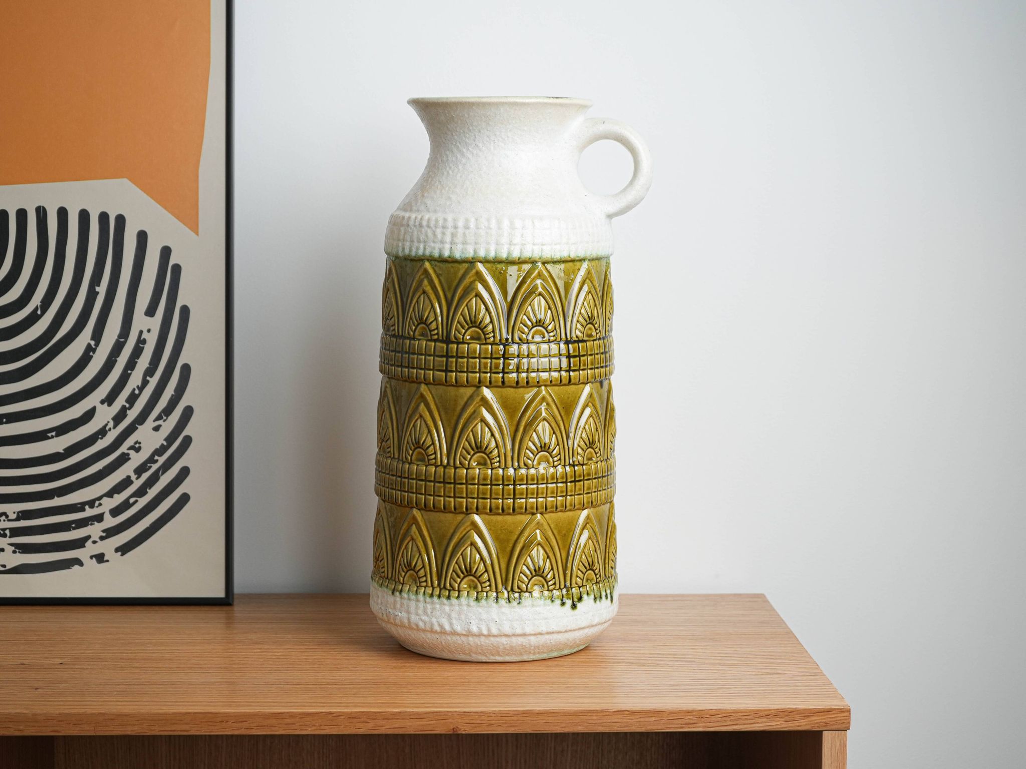 Ceramic floor vase with relief pattern, West Germany, 1970s