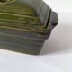 Small terrine in olive green glazed earthenware