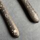 Set of 5 antique table knives in inlaid ebony, circa 1900.
