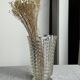 Vintage geometric moulded glass flared vase H21
