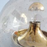 Smoked glass bubbles ceiling lamp gold-colored, wall lamp 1970s