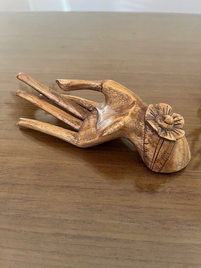 Empty wooden fig hand pocket decoration hand 1970