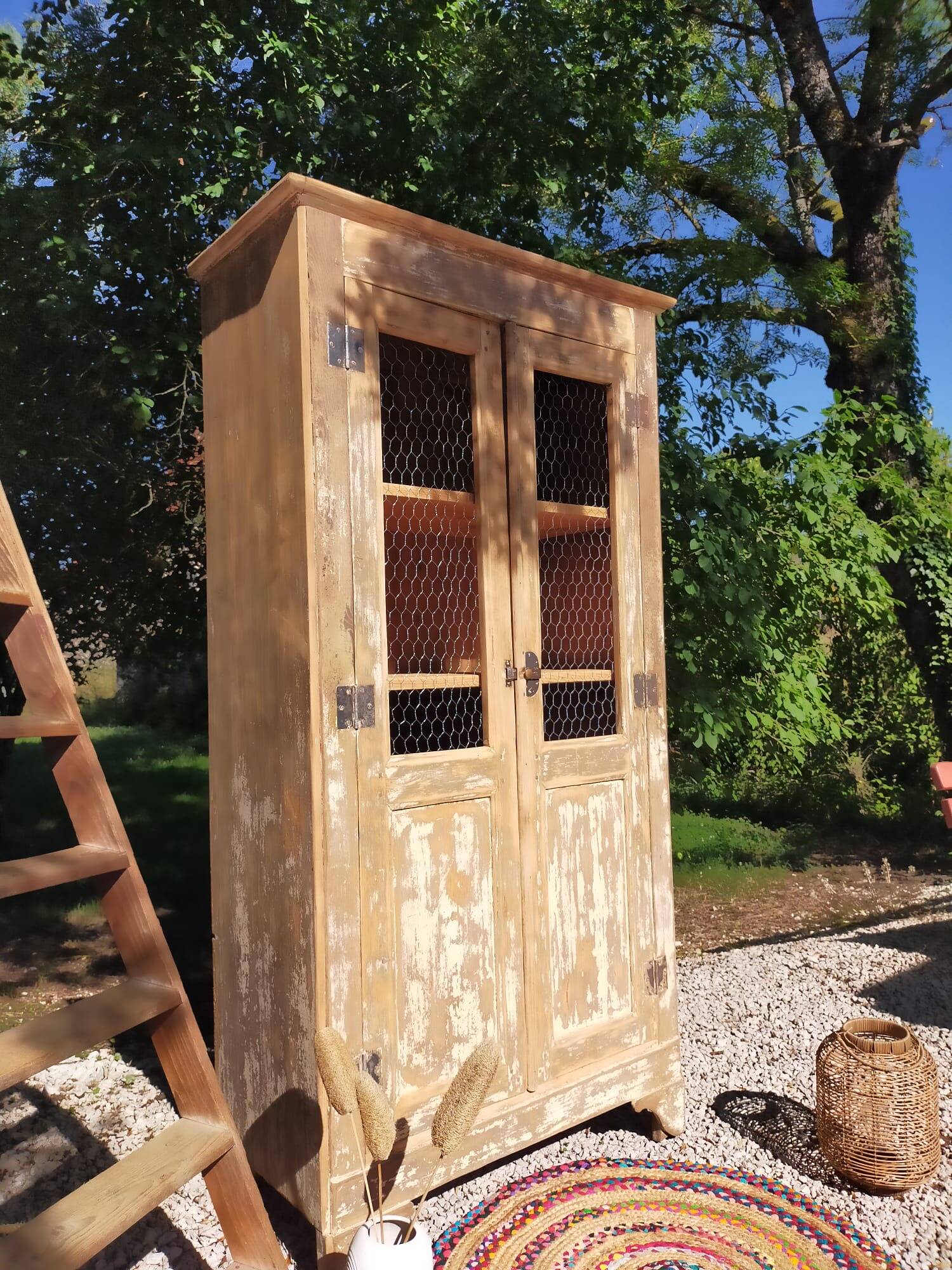 Renovated antique wooden wardrobe