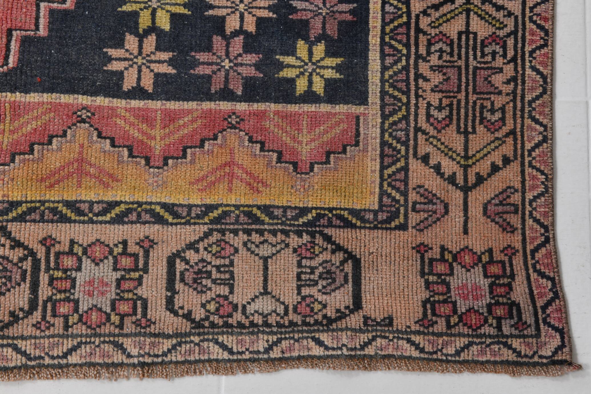 Pink & Navy Blue Persian Rug, 123x234Cm