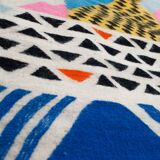 Handmade carpet, contemporary for living room, white & colors, wool, Khalil Minka, 220x140 cm