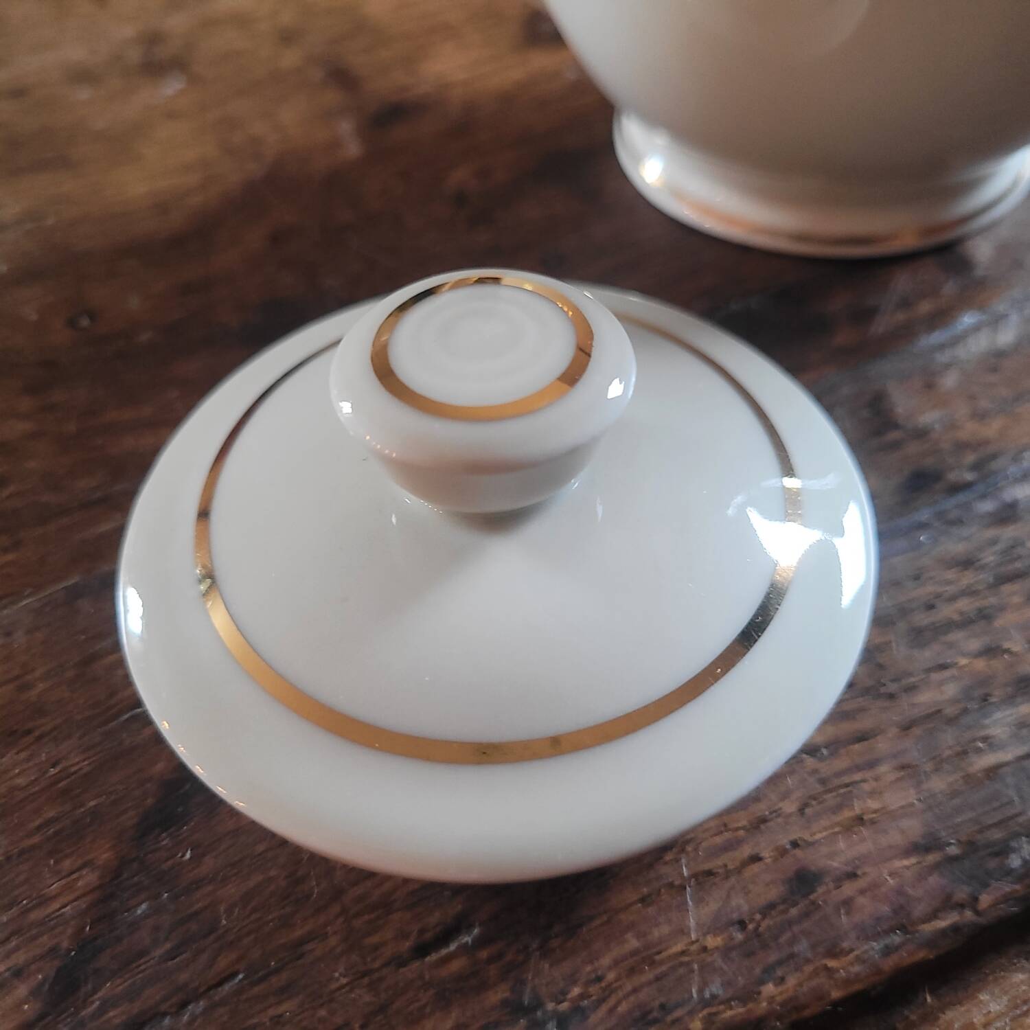 Limoges porcelain sugar bowl – gold decoration – 1950s