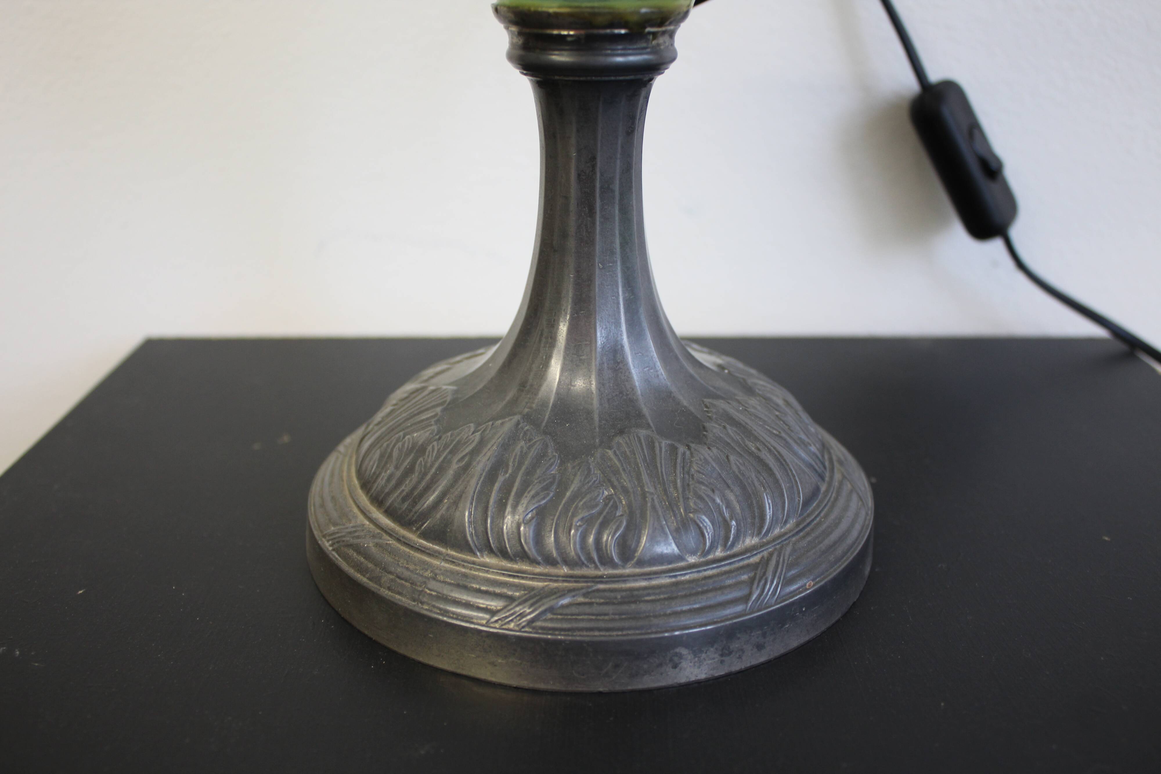 Oil lamp transformed into a bedside lamp