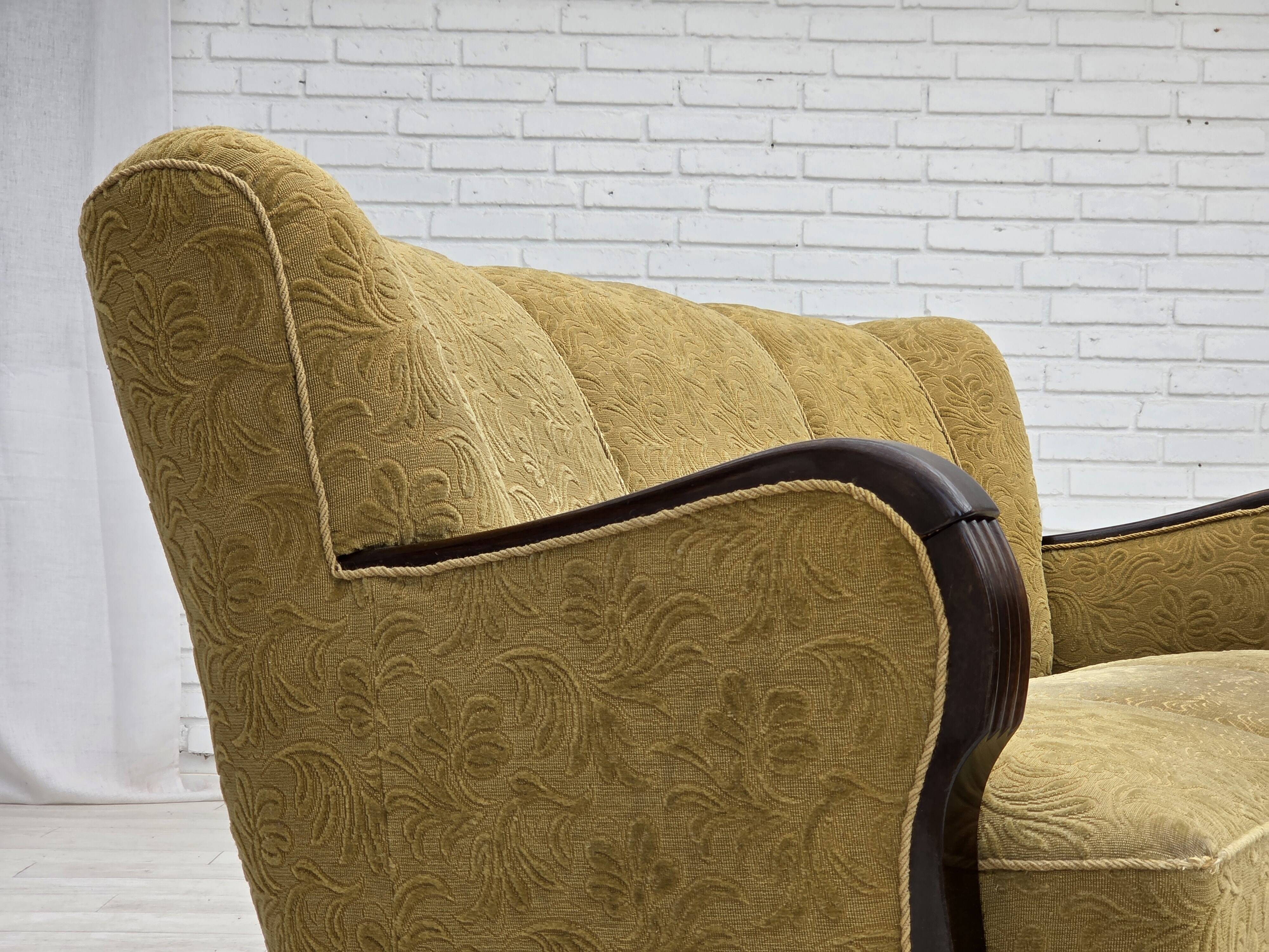 1960s, Danish 3-seater sofa, original condition, wool/cotton fabric.