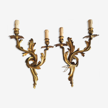 Duo of gilded bronze wall lamps