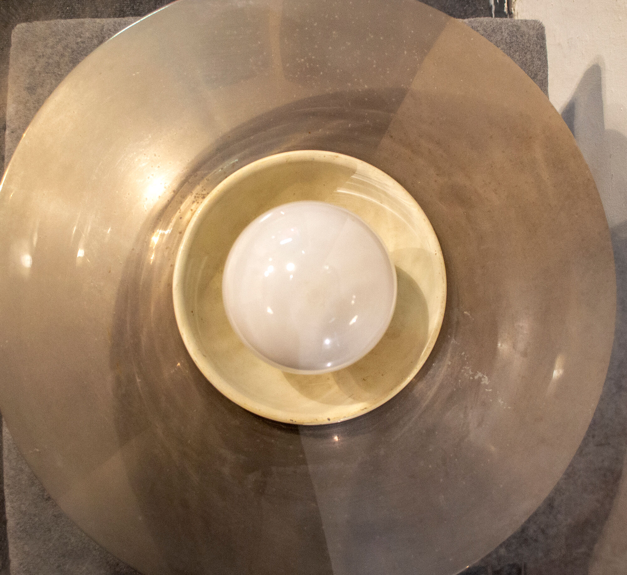 Table lamp in glass and chromed metal Italia Anni '70