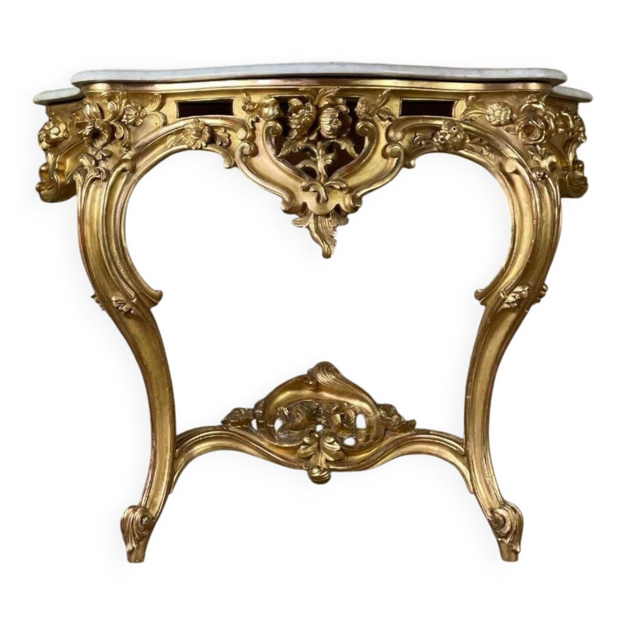 Louis XV style console table in gilded wood, 19th century