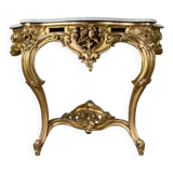Louis XV style console table in gilded wood, 19th century
