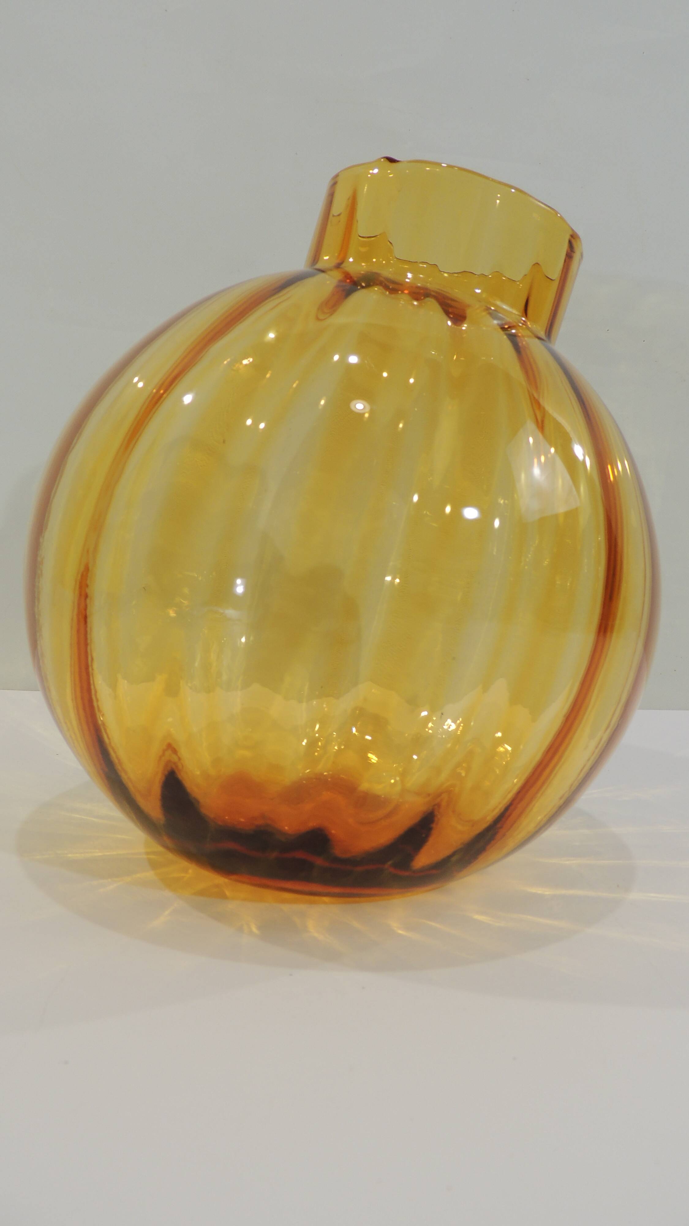 Slanted/Vintage Amber Glass Vase