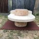 Asymmetrical coffee table from the 80s made of Mactan stone and Magnussen Ponte travertine.