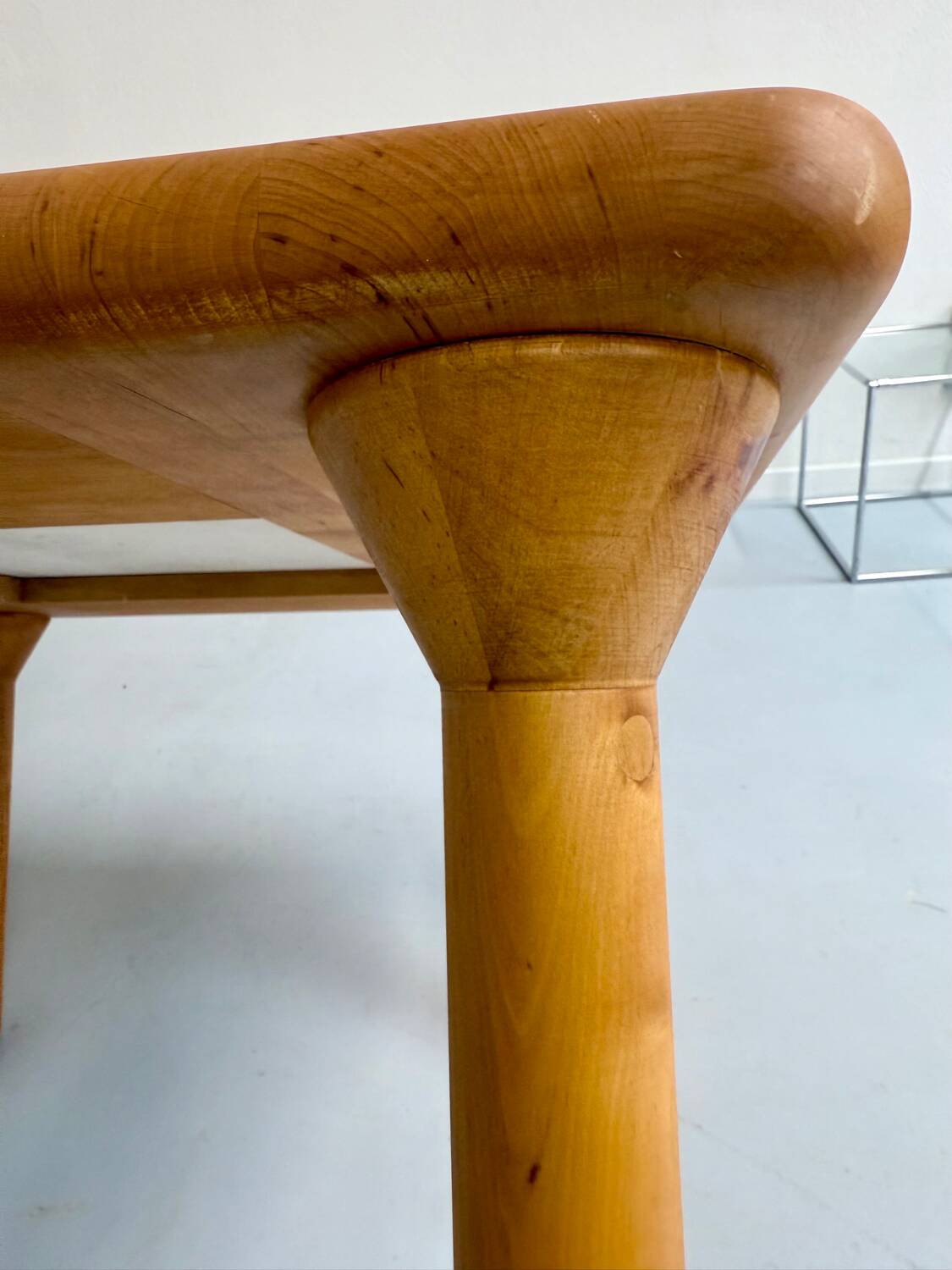 Table basse ancienne bois et travertin design des années 70 vintage