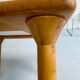 Table basse ancienne bois et travertin design des années 70 vintage