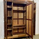 Art Deco period bedroom wardrobe with mirror in walnut and elm burl