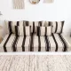 Brown striped kilim floor cushion – handwoven wool, cream base