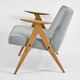 Original vintage armchair, 60s, fully restored, grey fabric