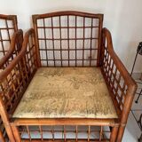 Pair of Rattan and Bamboo Armchairs