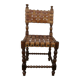 Spanish chair in oak with thick cognac leather straps, 1940s.