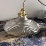 Vintage holophane glass pendant light