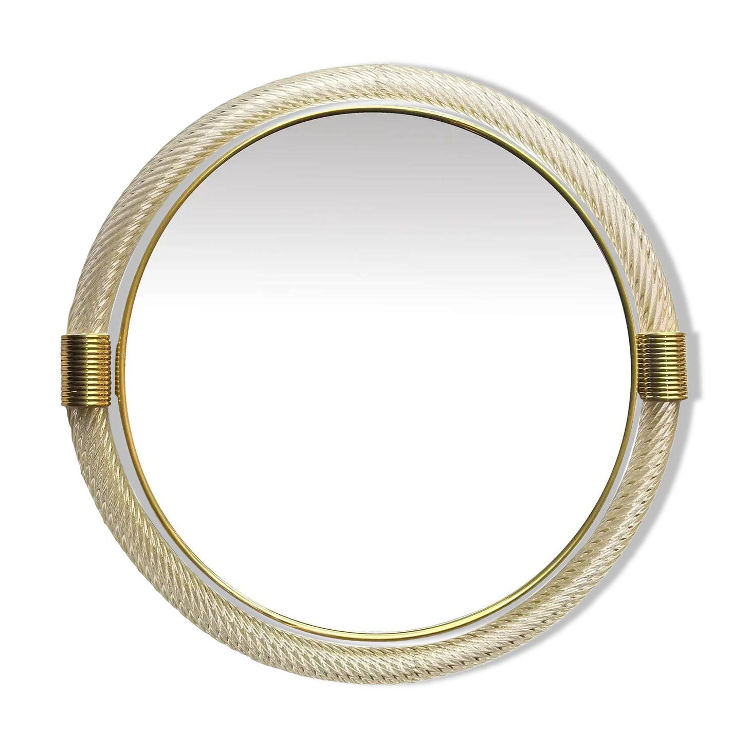 Venetian Round "Torgiglione-Torchon" Murano Glass Wall Mirror