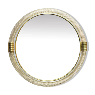 Venetian Round "Torgiglione-Torchon" Murano Glass Wall Mirror