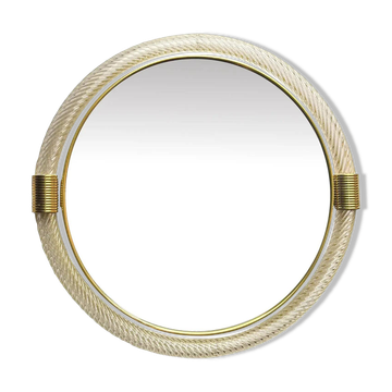 Venetian Round "Torgiglione-Torchon" Murano Glass Wall Mirror