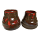 Pair of red vases in the shape of an elephant's foot