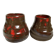 Pair of red vases in the shape of an elephant's foot