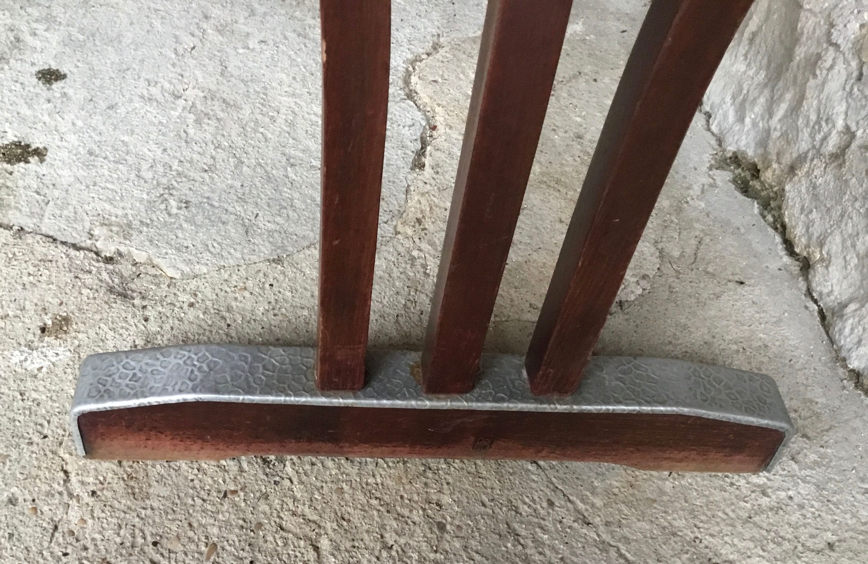 Rectangular bistro table - wood, metal and red formica - 1950