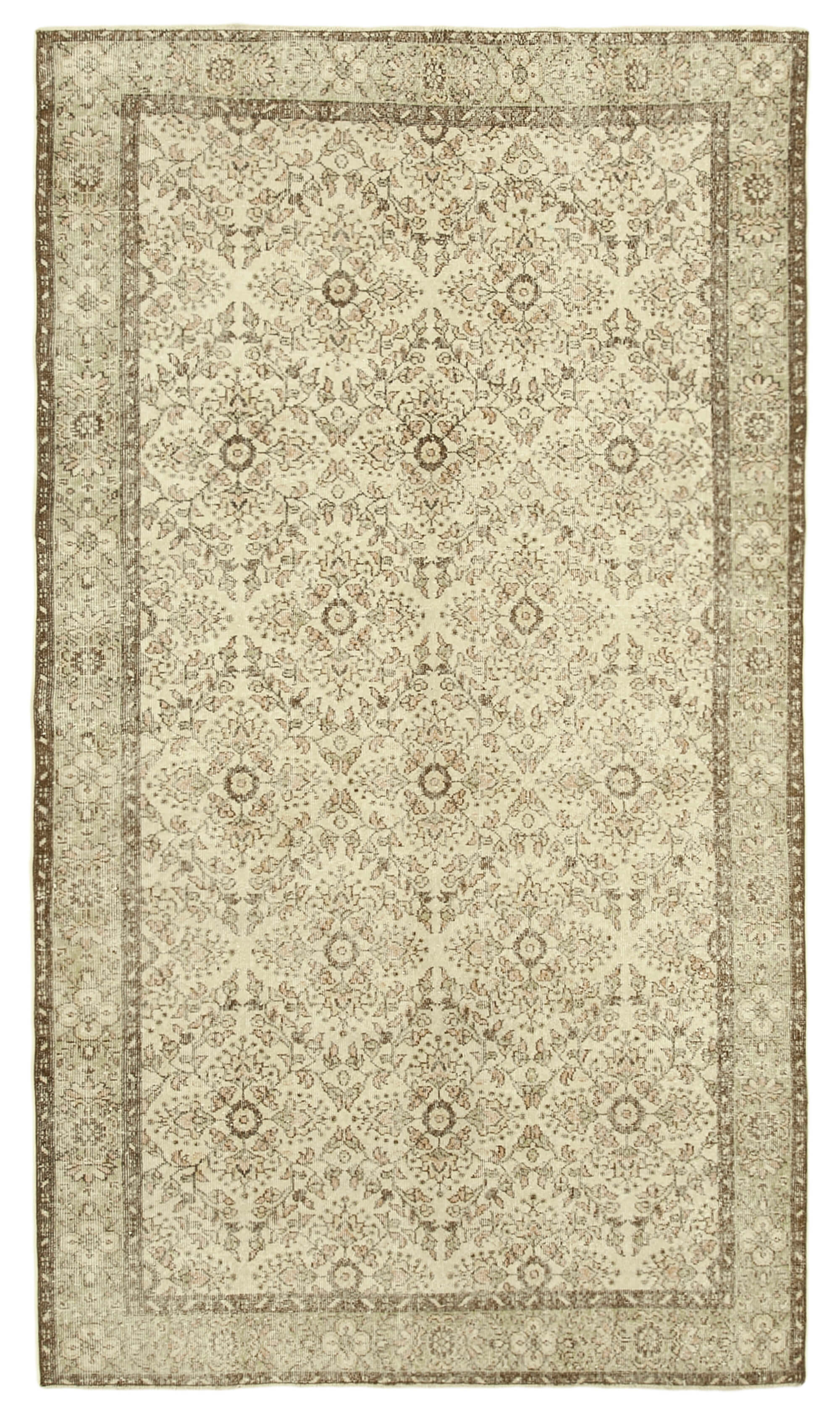 Hand-knotted rustic turkish beige rug 172 cm x 305 cm