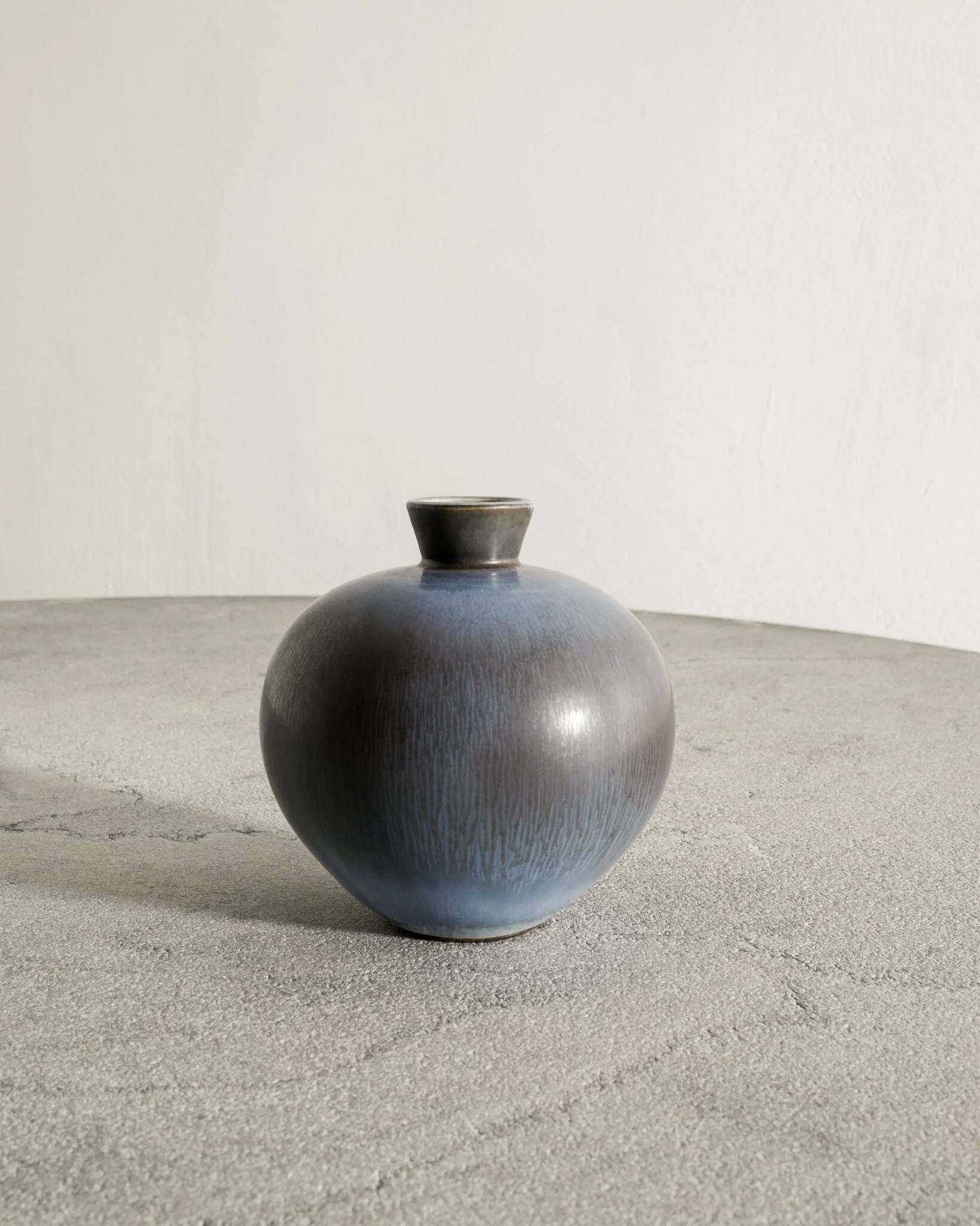Vintage Swedish Mid Century Blue Vase by Berndt Friberg, 1970s