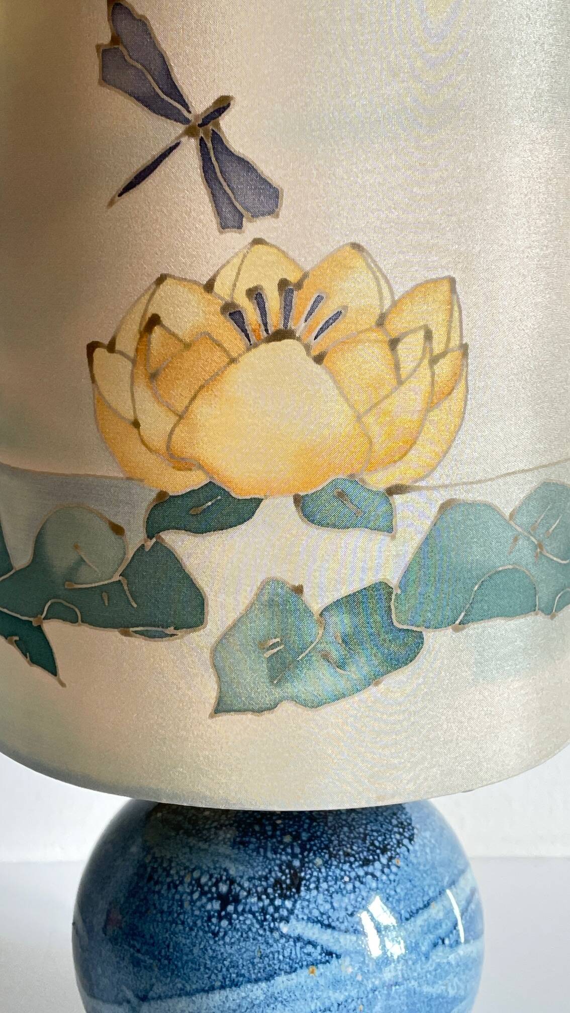 Vintage ceramic and silk ball lamp