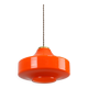 Mid-century italian orange glass & brass pendant lamp